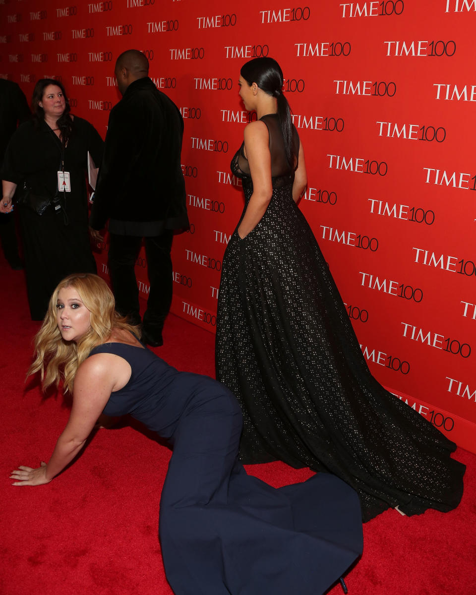 Amy has proven time and time again that she will do anything for a laugh. The comedian pretended to fall in front of Kim and Kanye at the 2015 Time 100 Gala. Sadly, the couple ignored her and kept on about their business. 