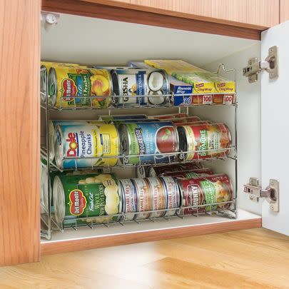 A three-tier can organizer to spruce up your cabinets