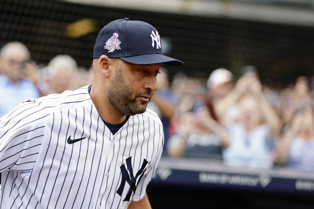 Former New York Yankees' Andy Pettitte is seen during Yankees Old-Timers'  Day ceremony before a baseball game against the Milwaukee Brewers on  Saturday, Sept. 9, 2023, in New York. (AP Photo/Adam Hunger