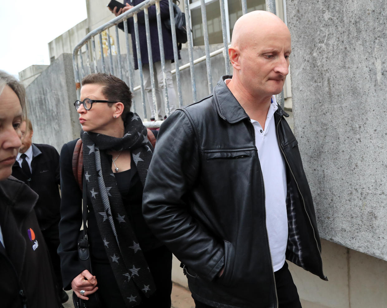 Steve Bouquet is escorted away from Brighton Magistrates Court after appearing on 16 counts of criminal damage over attacks in Brighton on cats between October 2018 and June 2019. PA Photo. Picture date: Thursday January 23, 2020. See PA story COURTS Cats. Photo credit should read: Gareth Fuller/PA Wire