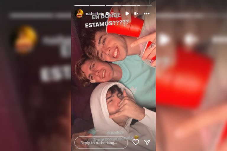 Marcos y Rusherking se mostraron muy compinches de fiesta (Foto Instagram @rusherking)