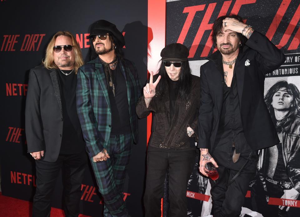 Vince Neil (from left), Nikki Sixx, Mick Mars and Tommy Lee of Mötley Crüe are embroiled in a lawsuit over Mars' departure from the band.