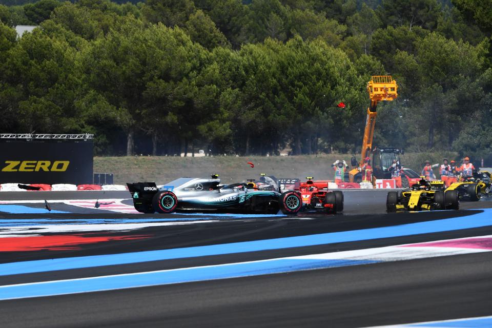 Two into one won’t go: Sebastian Vettel spins Valtteri Bottas out of contention at the French Grand Prix