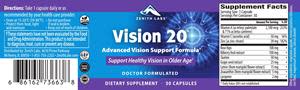 See the label for the Ingredients in Vision 20