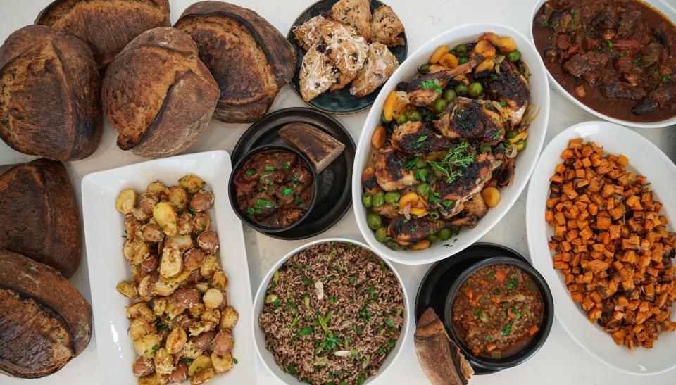 A selection of sourdough bread as well as sweet and savory menu items made by owners Chase and Madison Harnett at the Hudson Oven in Croton-on-Hudson.