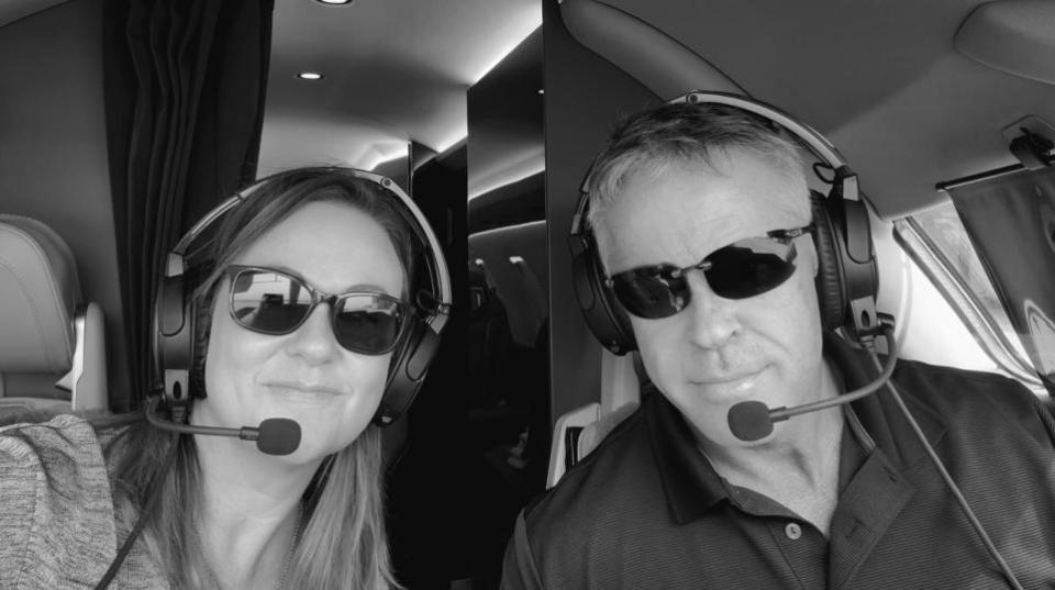 The Northern Echo: Dean Corbyn and wife, Amy Corbyn in the PC-24 cockpit