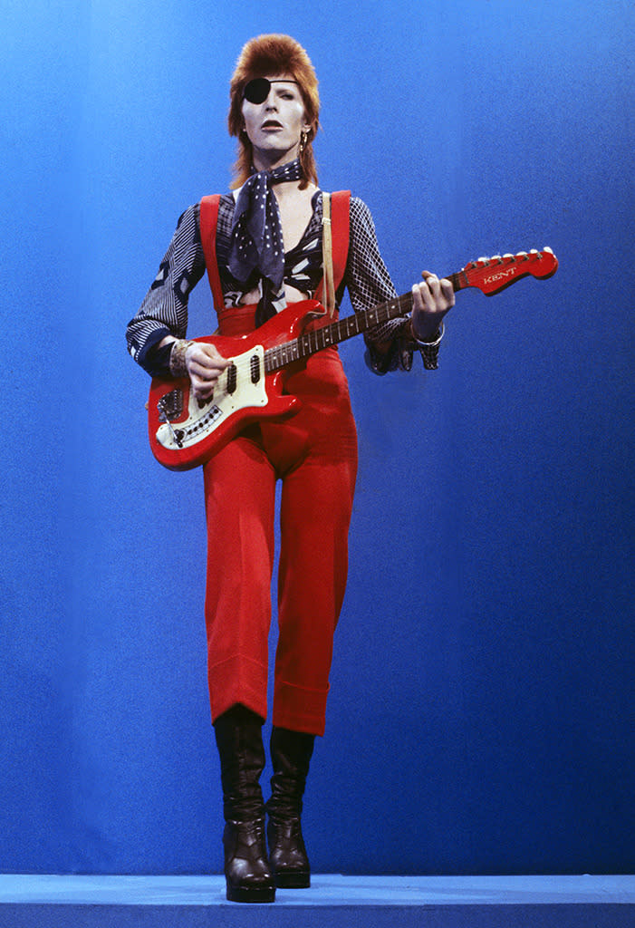 David Bowie performs “Rebel Rebel” on the TV show TopPop on Feb. 7, 1974 in Hilversum, Netherlands.