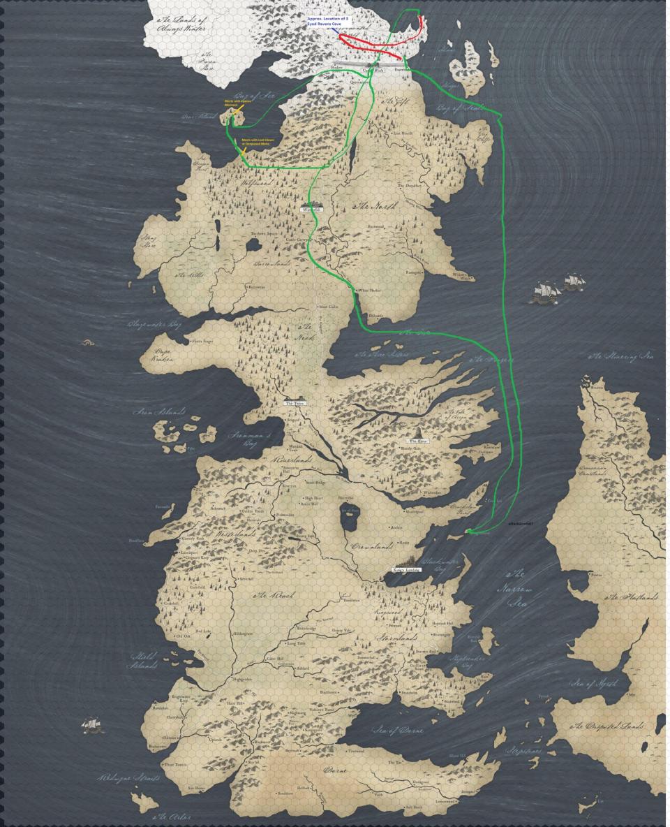 Jon Snow travel map