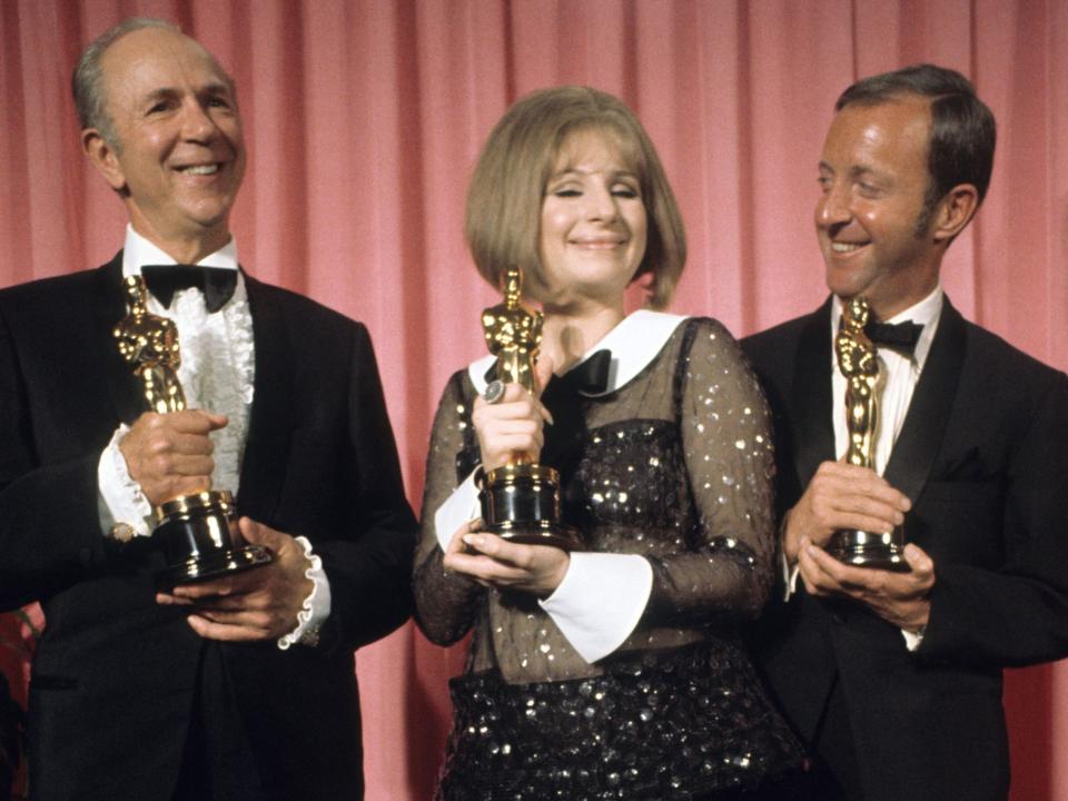 Jack Alberston, Barbra Streisand and Anthony Harvey at the 1969 Oscars.