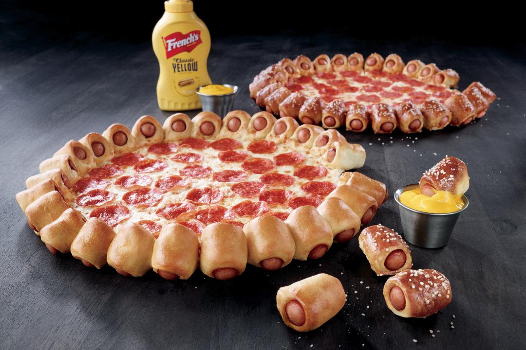 Hot Dog Stuffed Crust Pizza