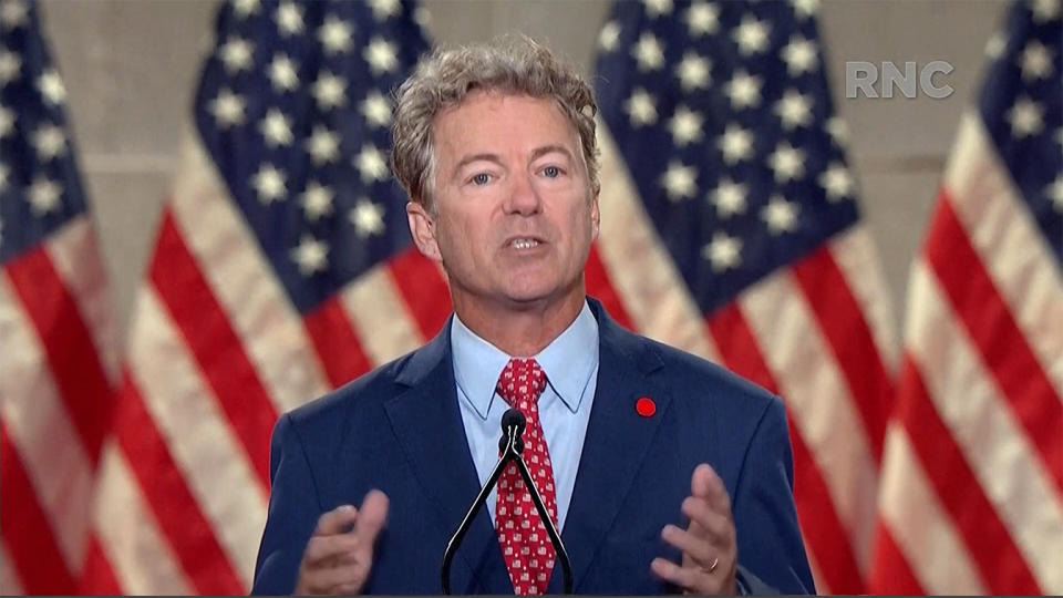 Sen. Rand Paul speaks during the virtual Republican National Convention on August 25, 2020. (Photo: Reuters TV)