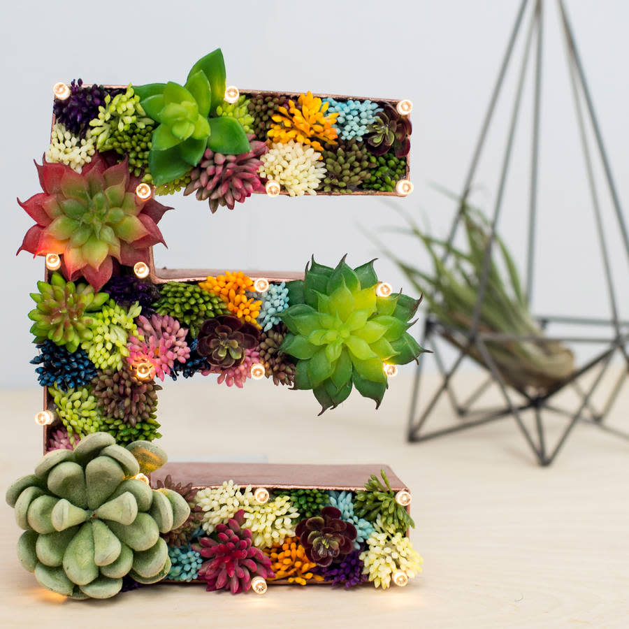 Handmade Succulent Letter Light