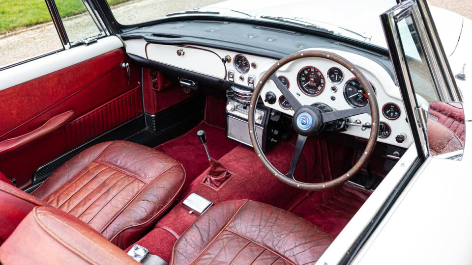 The original interior of a 1965 Aston Martin DB5 Convertible.