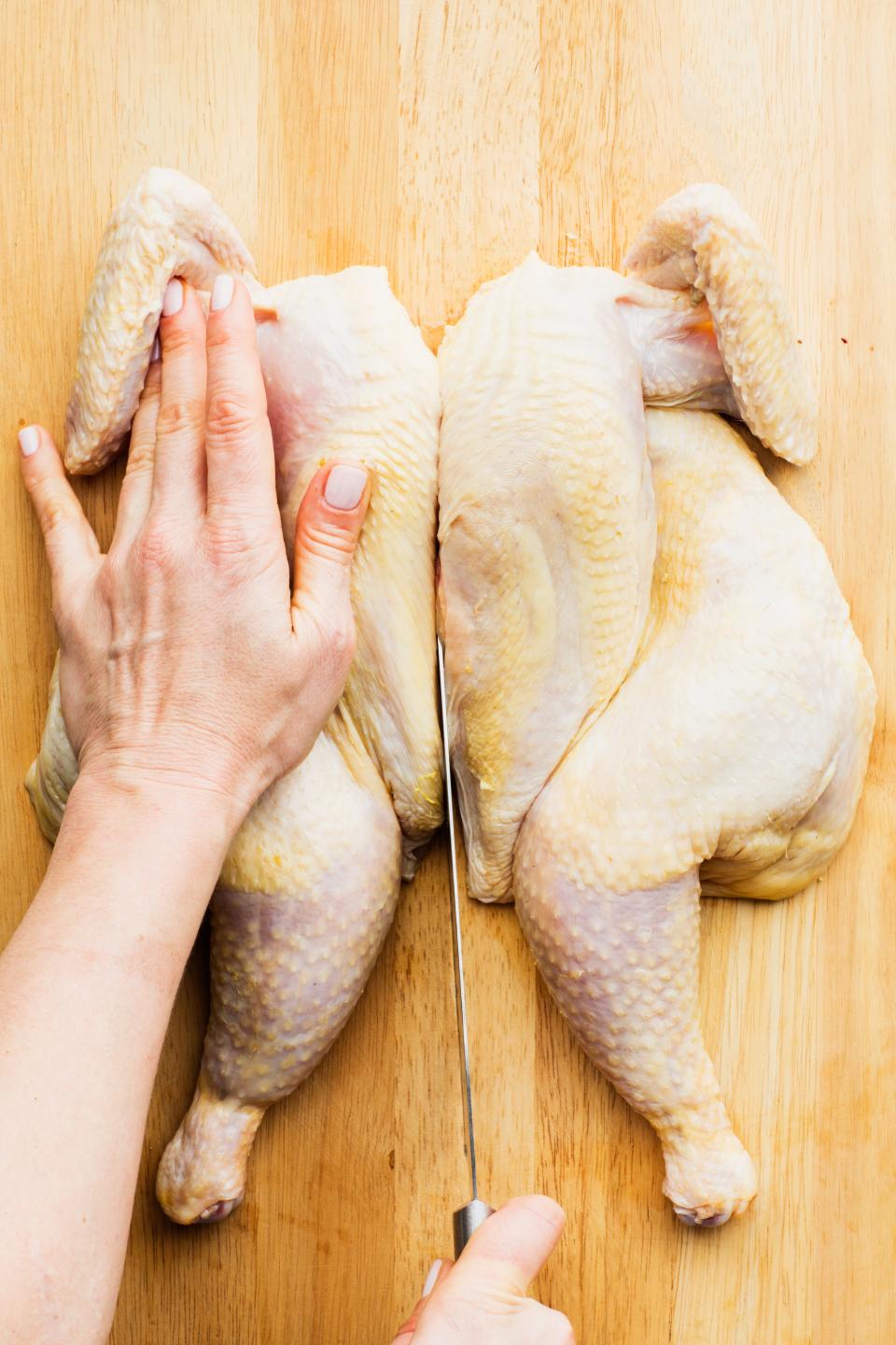 <h1 class="title">How and Why to Cut a Chicken in Half process 3</h1><cite class="credit">Photo by Chelsea Kyle, Prop Styling by Nathaniel James, Food Styling by Laura Rege</cite>