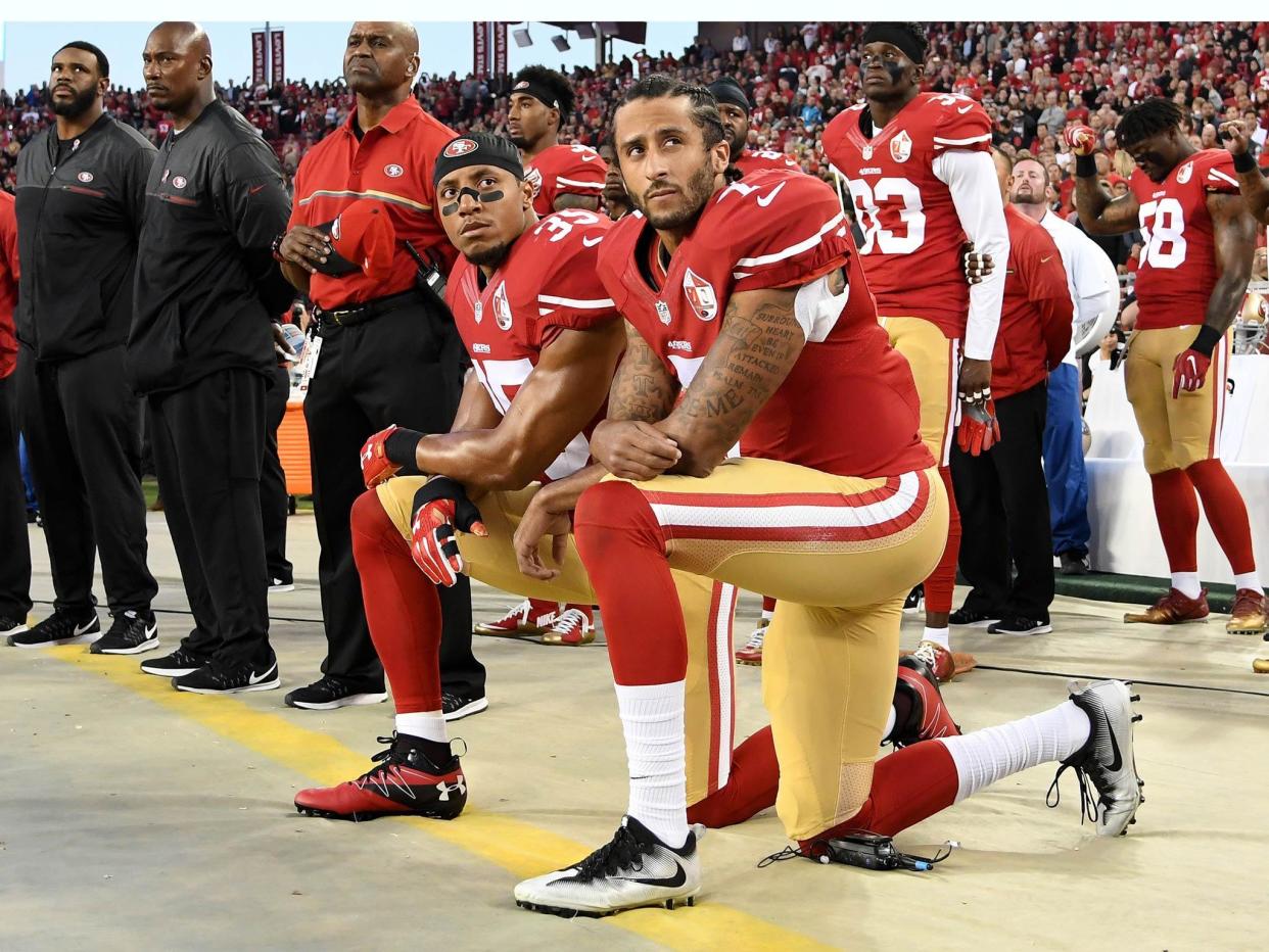 Kaepernick started the NFL 'taking a knee' protest. Getty