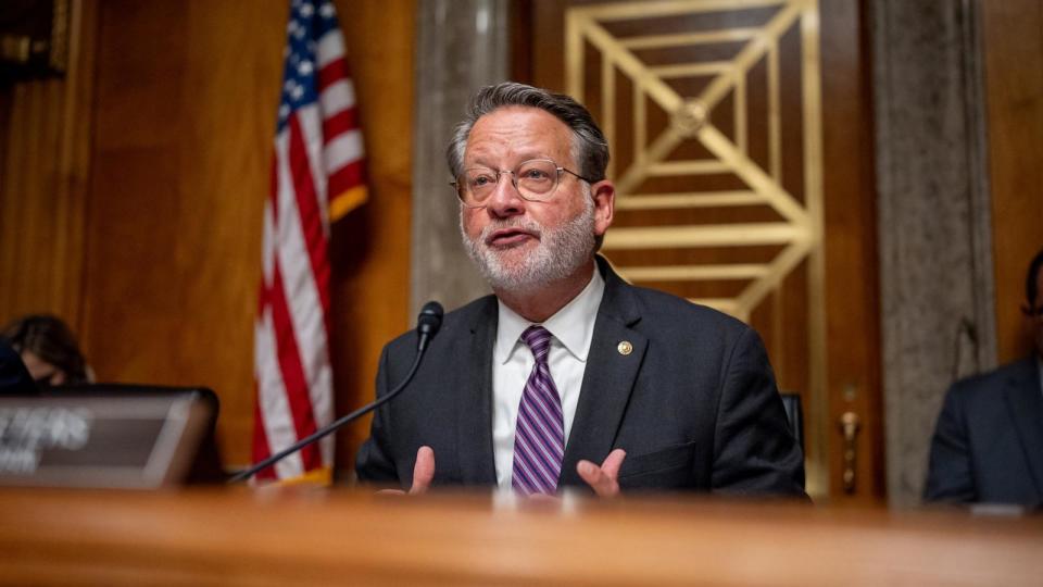 PHOTO: Chairman Gary Peters speaks as before a Senate Homeland Security and Governmental Affairs committee hearing on the department's budget request on Capitol Hill on April 18, 2024 in Washington, DC. (Andrew Harnik/Getty Images)