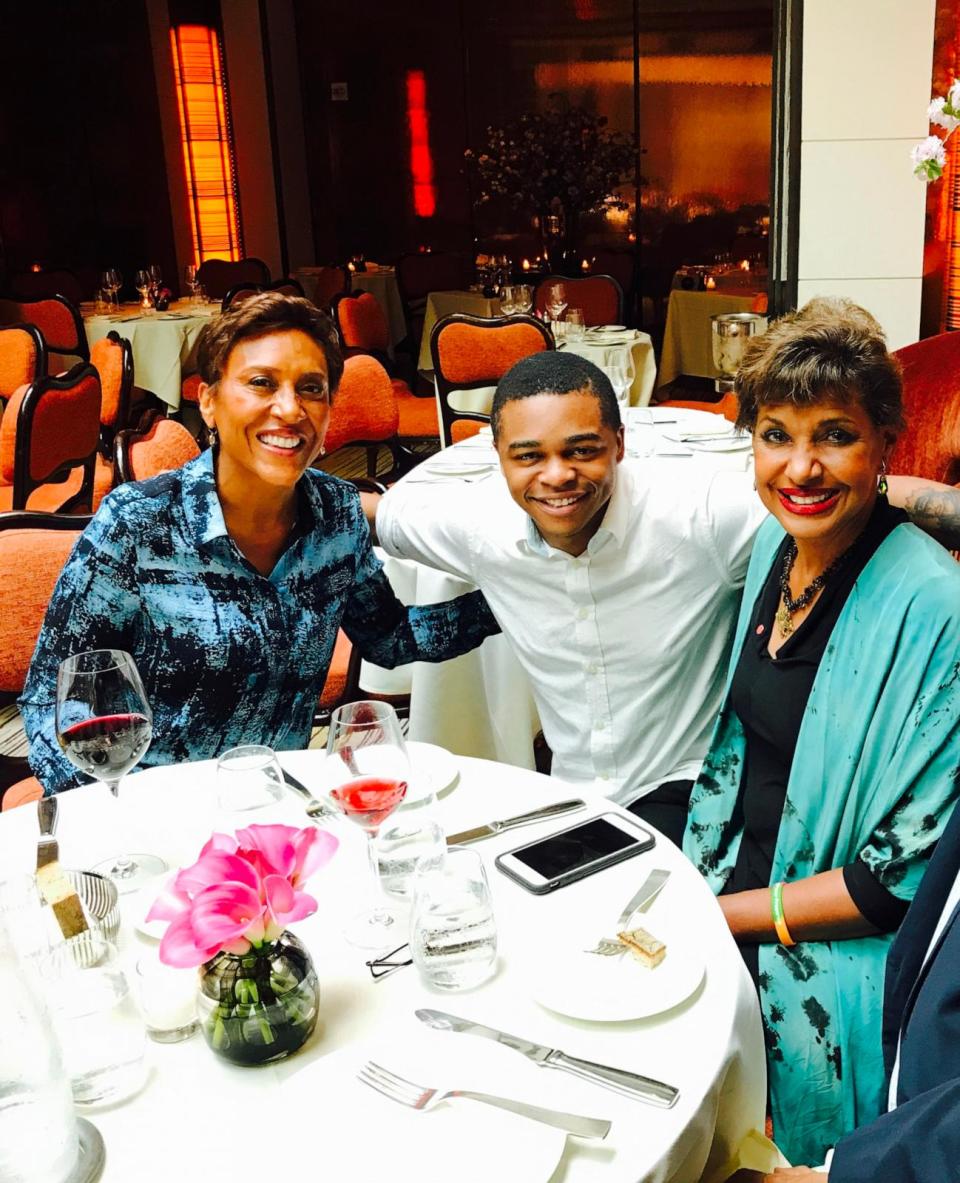 PHOTO: 'Good Morning America' co-anchor Robin Roberts, far left, poses with her nephew, Jeremiah Craft, and her sister, Sally-Ann Roberts. (Courtesy of The Roberts Family)