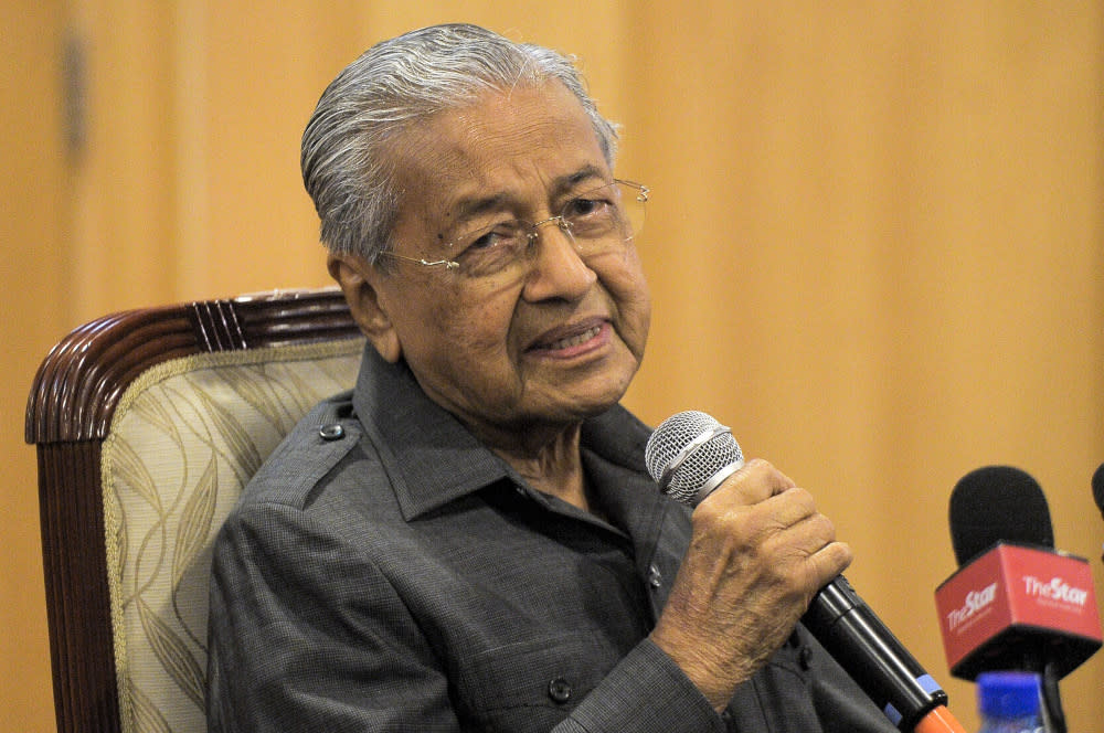 File picture shows Pejuang chairman Tun Mahathir Mohamad speaking to the media during a press conference at Perdana Leadership Foundation in Putrajaya January 7, 2021. — Picture by Shafwan Zaidon