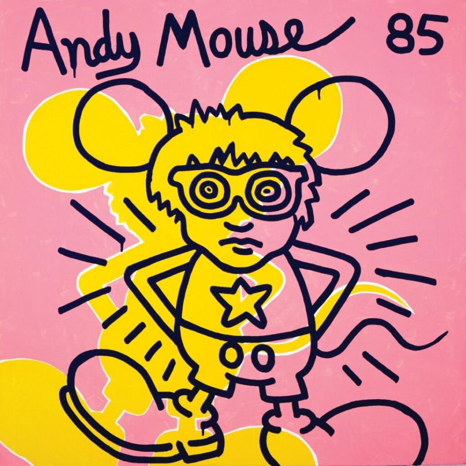 Andy Mouse, 1985, acrylic on canvas, 5 x 5 ft (152.4 x 152.4 cm) (mage: © Keith Haring Foundation)