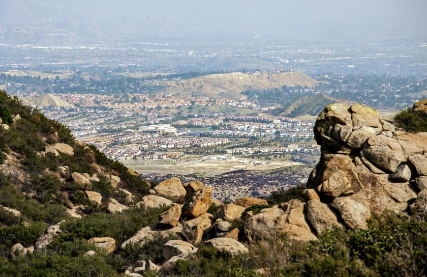 SIMI VALLEY, CA - FEBRUARY 11: A view of the San Fernando Valley from Rocky Peak Road near the Los Angeles County - Ventura County line. Photographed on Thursday, Feb. 11, 2021 in Simi Valley, CA. (Myung J. Chun / Los Angeles Times) 50 hikes for the Hiking Issue 2021. Rocky Peak