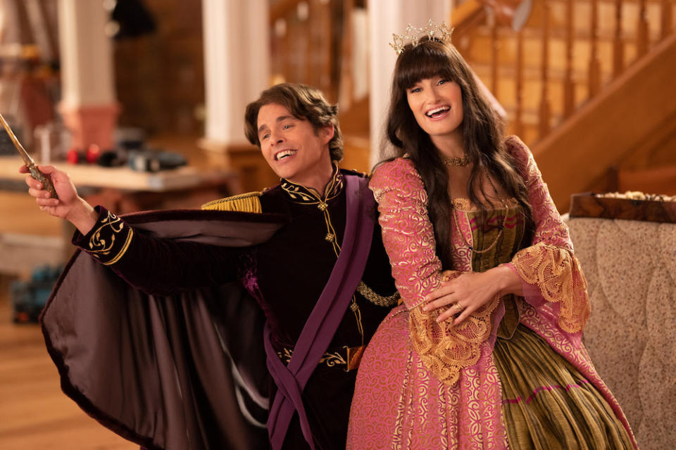 James Marsden as Prince Edward and Idina Menzel as Nancy Tremaine in Disenchanted. (Image: Disney Enterprises)