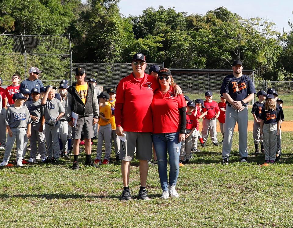 Don and Erin Anderson on the field in Oak Hill recently. “I remember my husband and I at our opening day last year, seeing what we accomplished in a matter of months. Seeing the kids in their baseball uniforms, we just looked at each other and started crying," said Erin Anderson, founder of Oak Hill Sports Club.