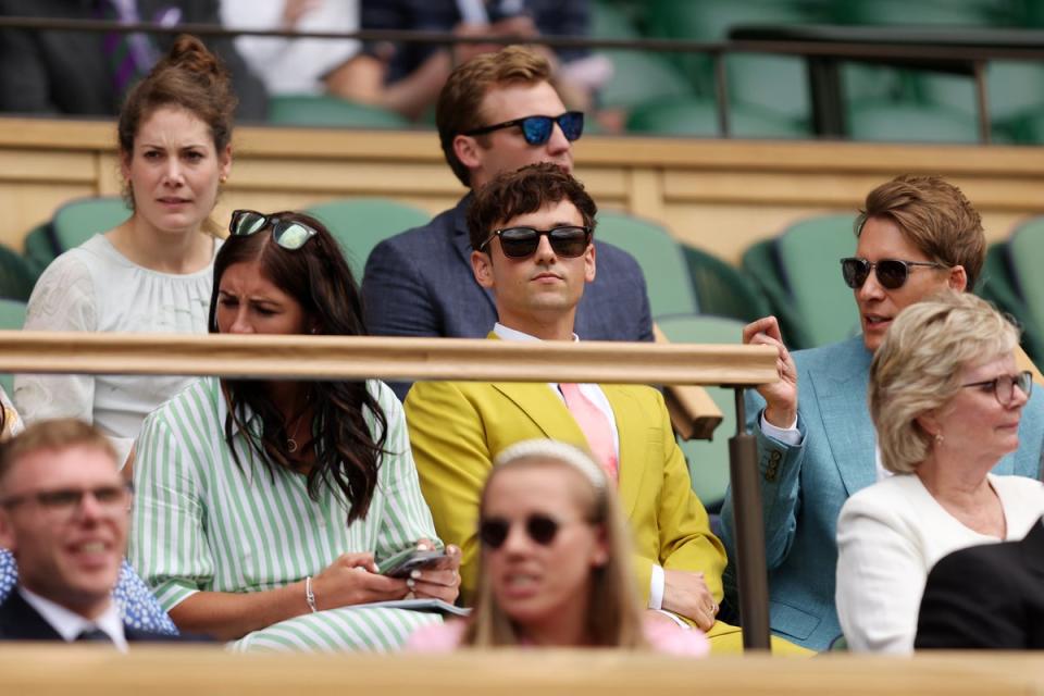 Diver, Tom Daley looks on from the Royal Box before Coco Gauff of The United States plays against Amanda Anisimova of The United States during their Women's Singles Third Round match (Getty Images)