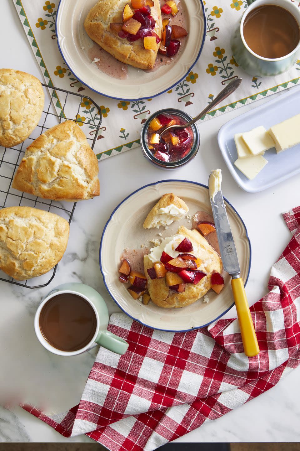 fennel grapefruit scones with plum compote