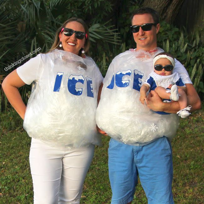 <p>Don’t miss out on this punny costume from the 1990 hit rap song, “Ice Ice Baby” — perfect for a family of three!</p><p><em><a href="https://www.thinkingcloset.com/2016/10/26/ice-ice-baby-punny-halloween-costume/" rel="nofollow noopener" target="_blank" data-ylk="slk:See more at The Thinking Closet >>;elm:context_link;itc:0;sec:content-canvas" class="link ">See more at The Thinking Closet >></a></em></p>