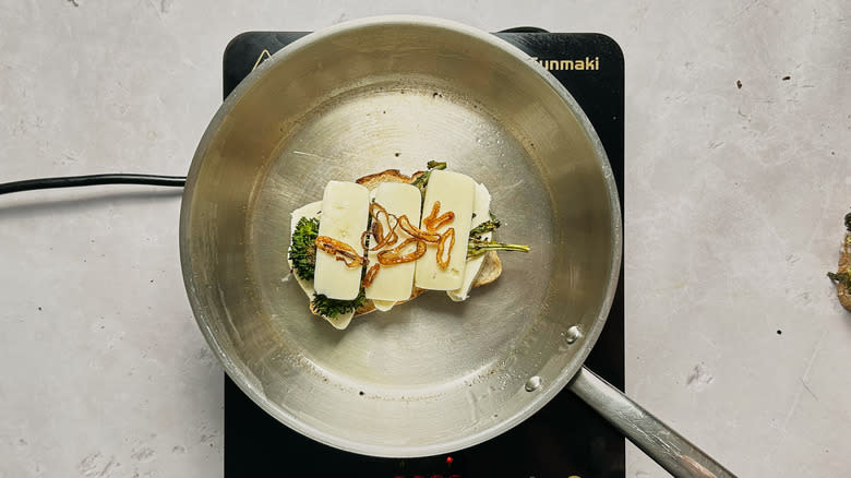 cooking sandwich in skillet