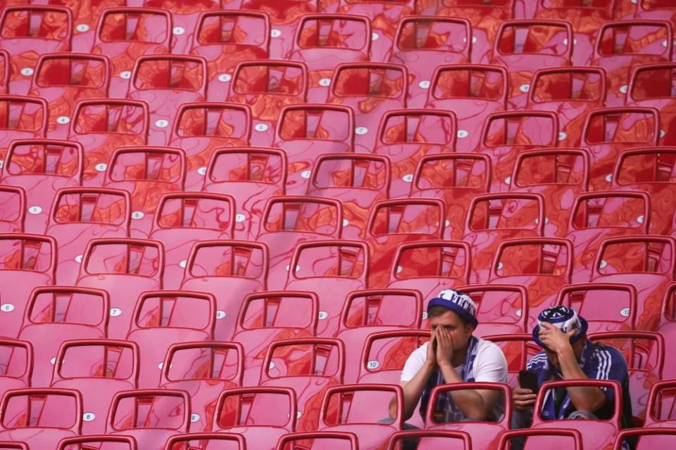 Schalke supporters appear suitably downcast after their relegation was confirmed.