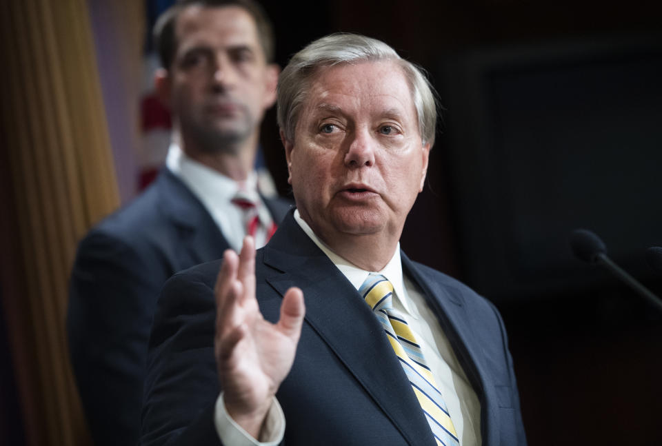 Lindsey Graham, right, and Tom Cotton