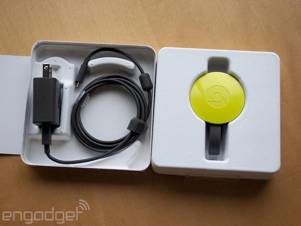 Second-generation Chromecast in box