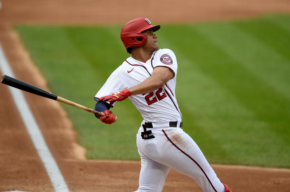 Juan Soto #22 of the Washington Nationals is a fantasy baseball star