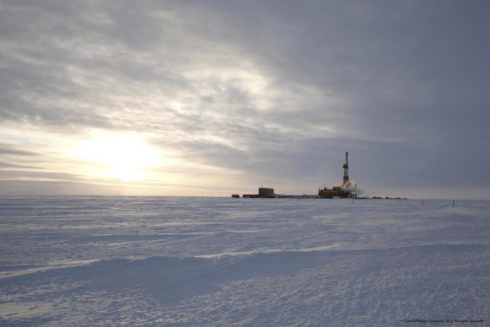 Photo provided by ConocoPhillips showing an exploratory drilling camp in Alaska