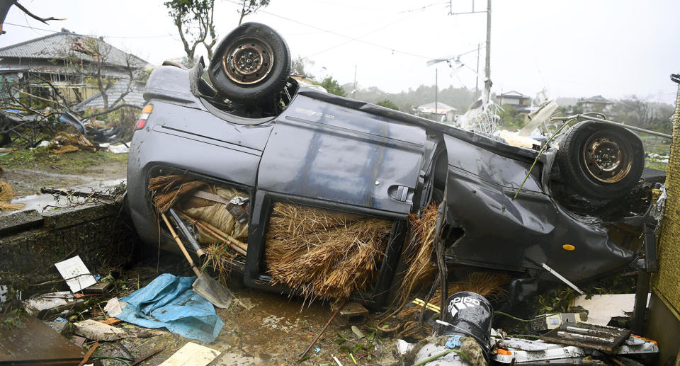 Wreckage from Typhoon Hagibis in Japan