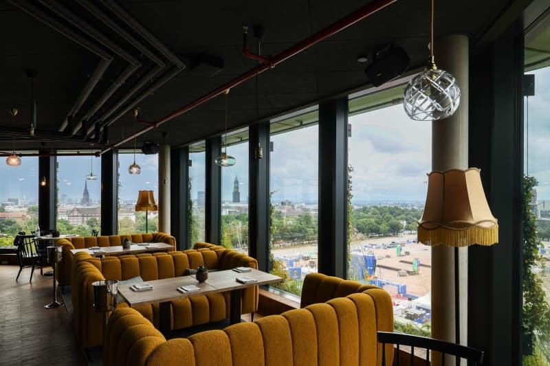 The bunker's restaurant, where local soldiers once tried to shoot down Allied planes, now offers views over Hamburg. Ulrich Perrey/dpa