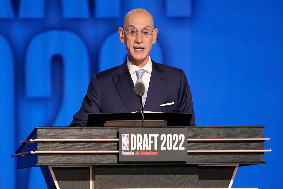 NBA Commissioner Adam Silver speaks at the start of the NBA basketball draft on Thursday, June 23, 2022, in New York.