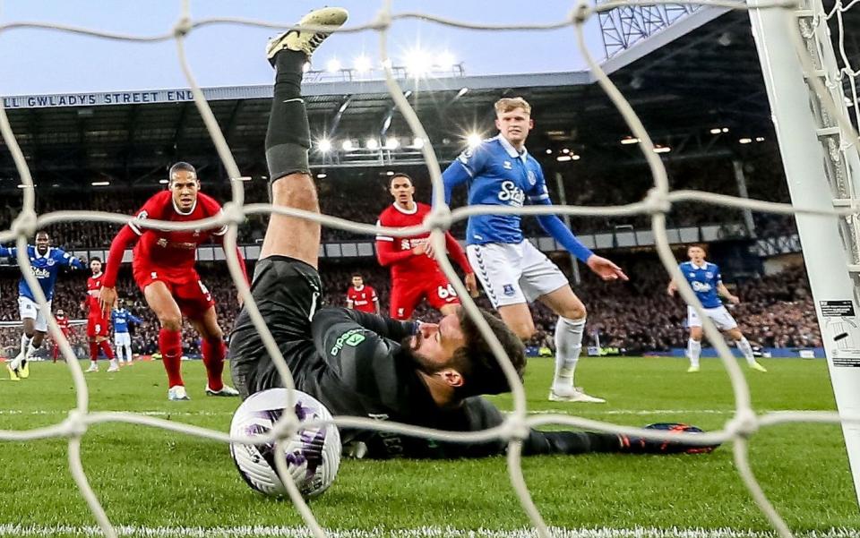 A view from behind the goal as Jarrad Branthwaite scores