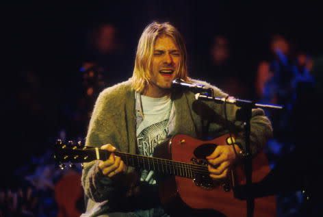 <p>Kurt Cobain during the taping of <em>MTV Unplugged</em> at Sony Studios in New York City in 1993. </p>