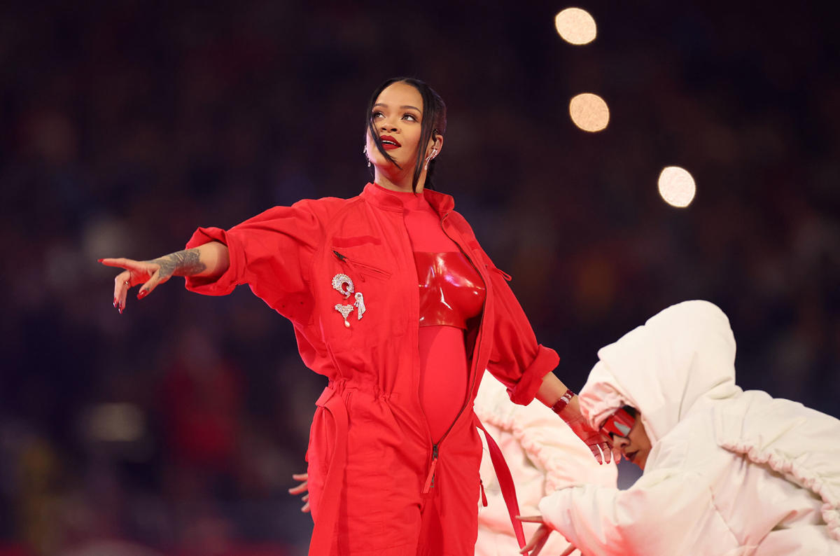 Rihanna stuns in Loewe and Alaïa at the Super Bowl 2023