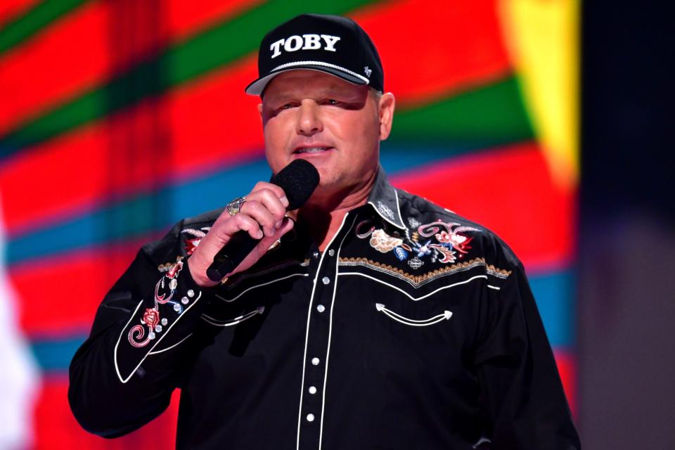 Roger Clemens speaks onstage on April 7 during the 2024 CMT Music Awards at Moody Center in Austin, Texas.