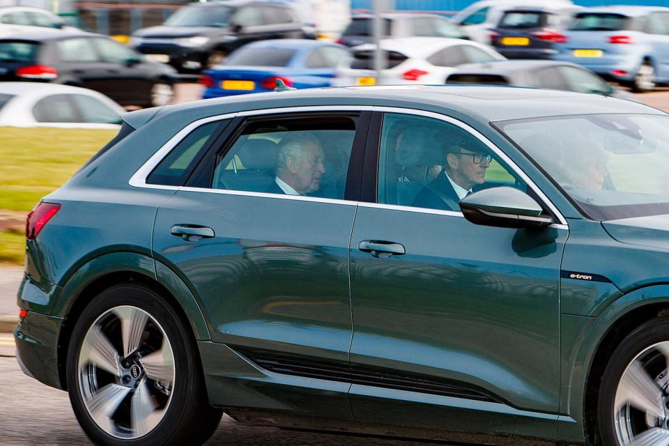 HRH King Charles III leaves Aberdeen Airport on his way to Balmoral Estate after the funeral of his mother Queen Elizabeth II.