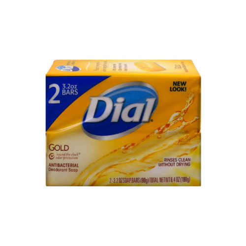 package of Dial antibacterial bar soap against white background