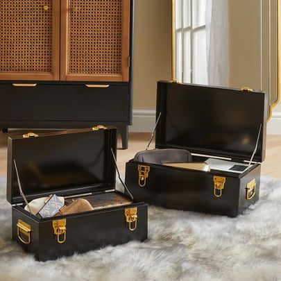 If you have a lot of open space to work with and you’re looking for something that makes a statement whilst making home to your belongings, these trunks do just the job