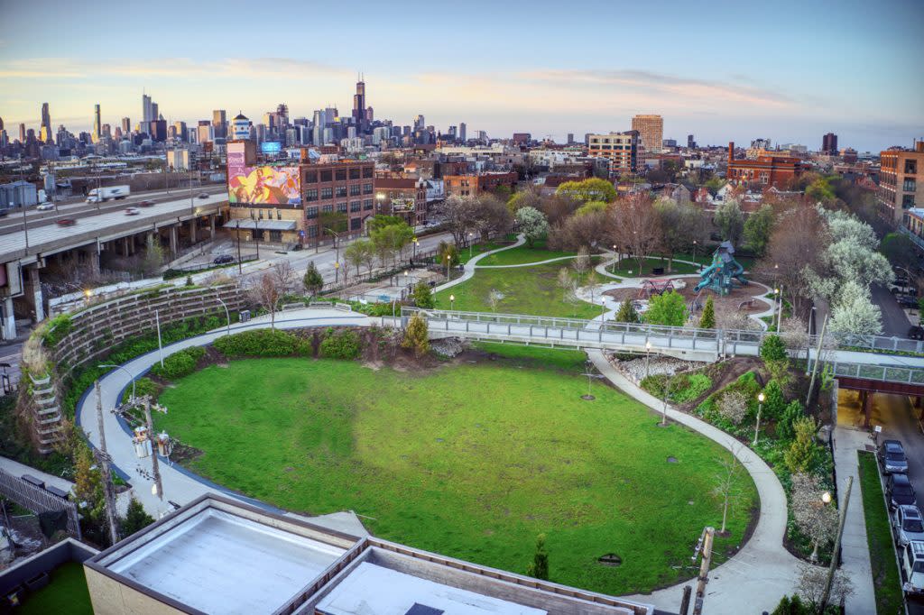 The trail for The 606 in Chicago, Illinois. 