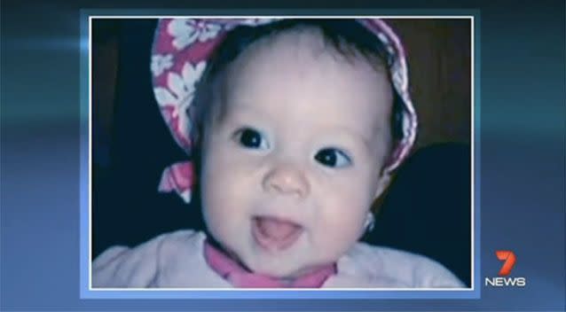 Baby Chloe Murphy died with severe head injuries six years ago, while the woman accused of her death walks free. Picture: 7 News