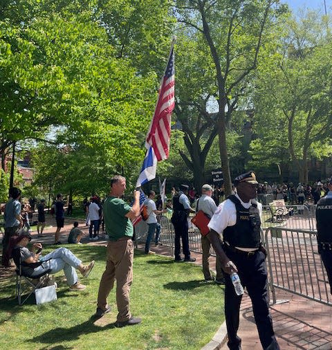 Scene at University of Pennsylvania, in Philadelphia on May 2, 2024, pro-Palestinian encampment similar to a number of universities across the United States.