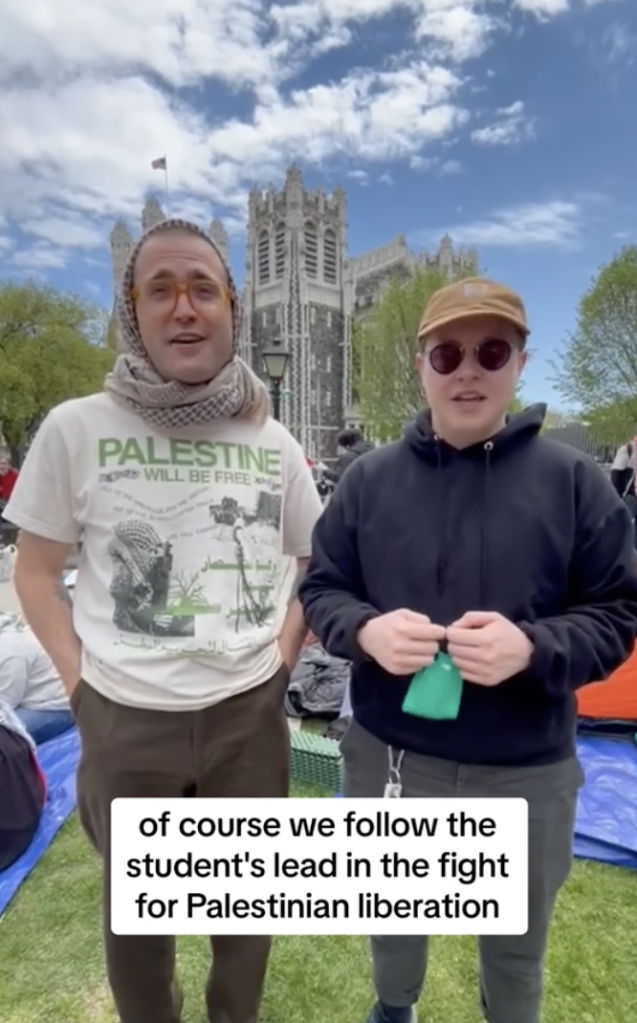 The professors were speaking from the encampment on the CUNY City College campus.