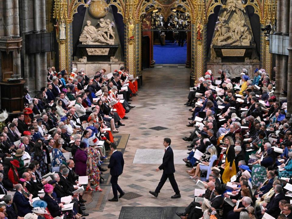 An inside view of Westminster Abbey in central London on May 6, 2023, ahead of the coronations of Britain’s King Charles III and Britain’s Camilla, Queen Consort (POOL/AFP via Getty Images)